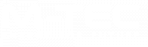 Een wit M-TEC logo op een transparante achtergrond