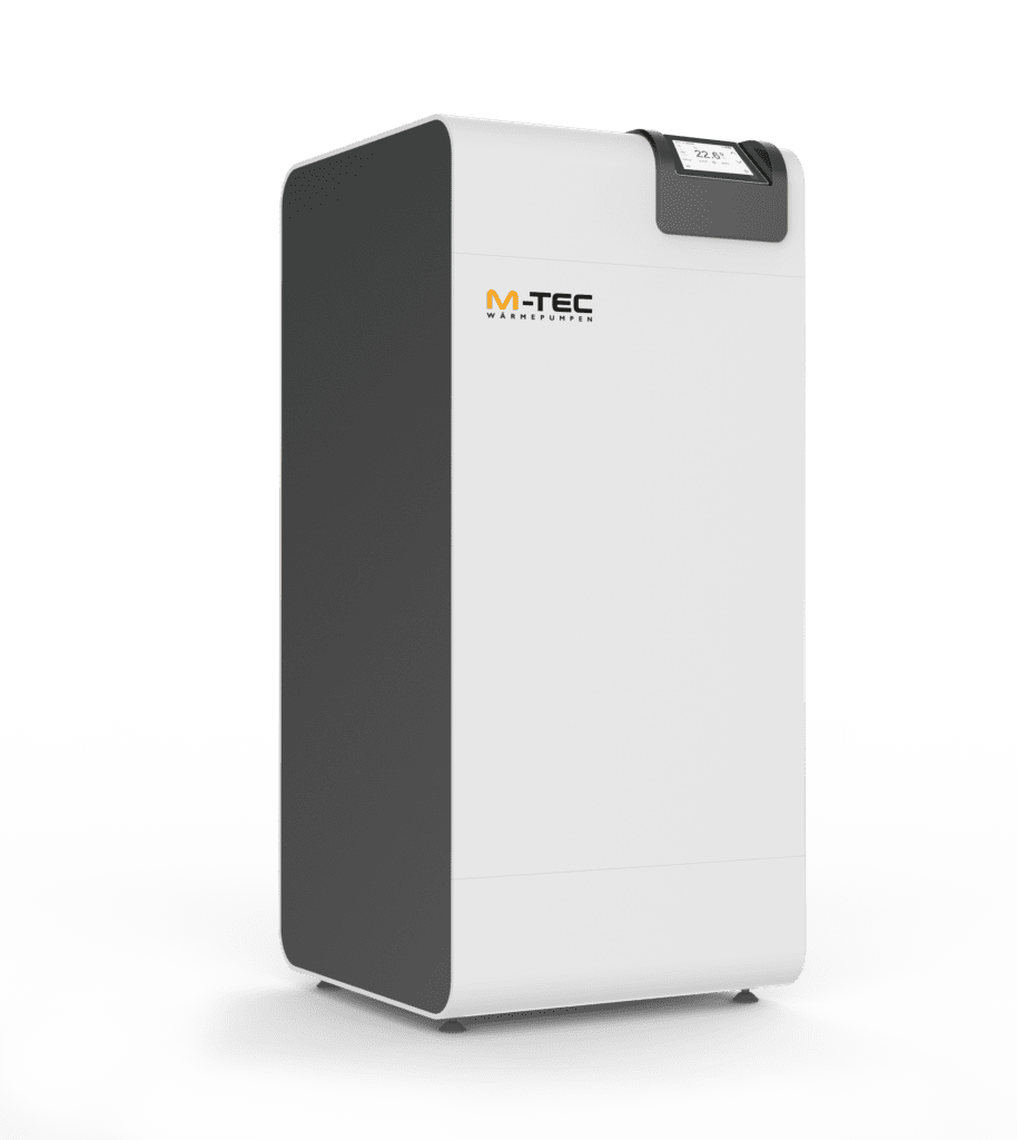 A stand alone heat pump with an elegant design and a small monitor on the side