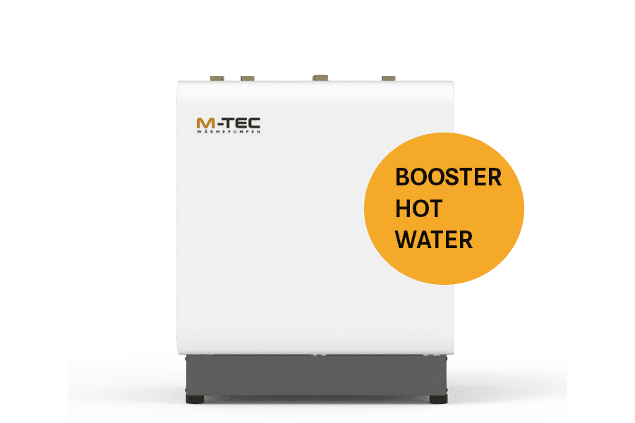 een klein apparaat in wit en donkergrijs met het logo van M-TEC